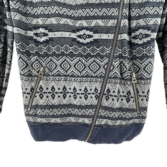 Lucky Brand Women's Offset Zipper Collared Sweat Shirt Geometric Print Size S - Picture 5 of 11